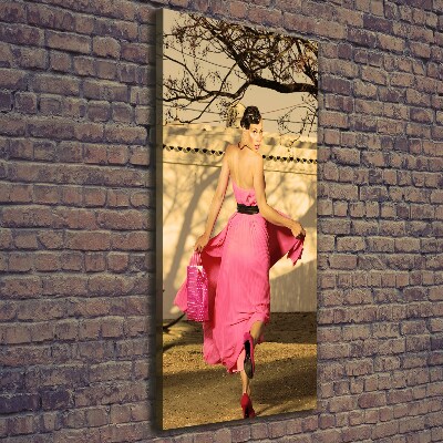 Canvas wall art A woman in pink