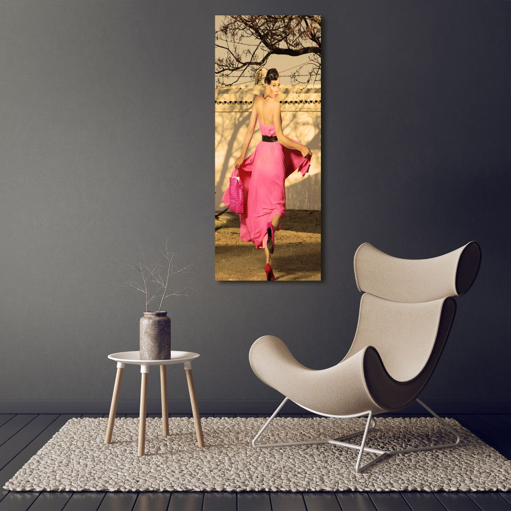 Canvas wall art A woman in pink