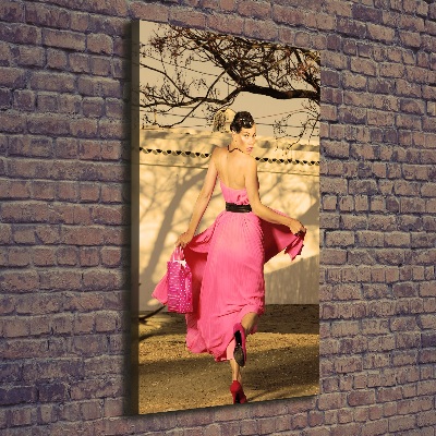 Canvas wall art A woman in pink