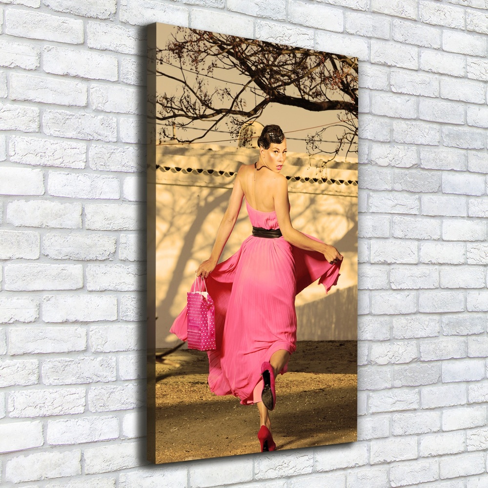 Canvas wall art A woman in pink