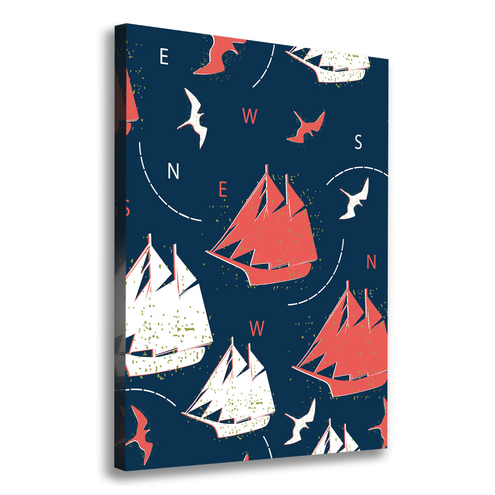 Canvas wall art Ships sea birds