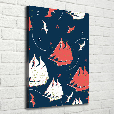 Canvas wall art Ships sea birds