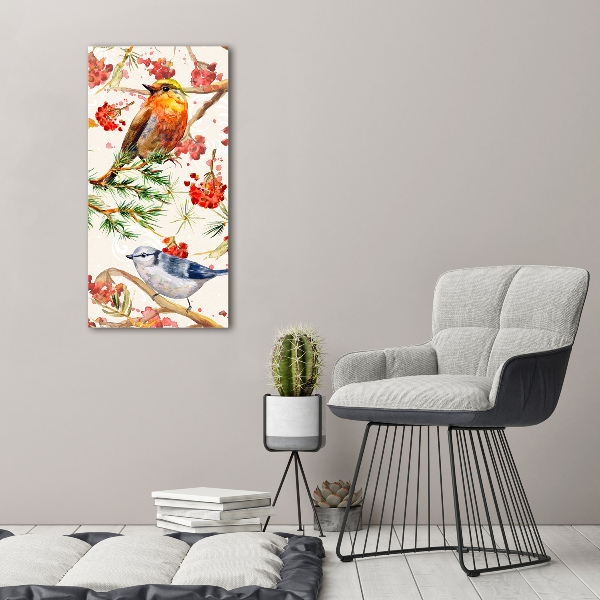 Canvas wall art Birds and flowers