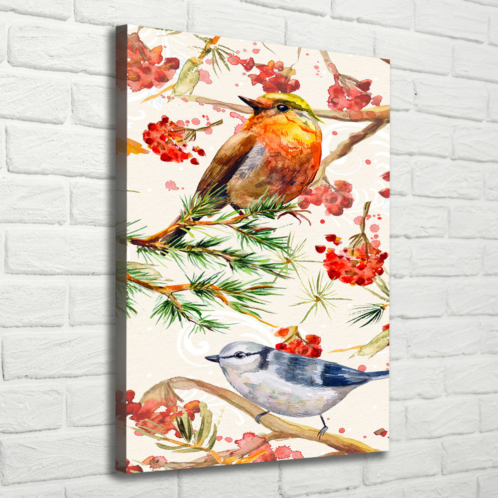 Canvas wall art Birds and flowers