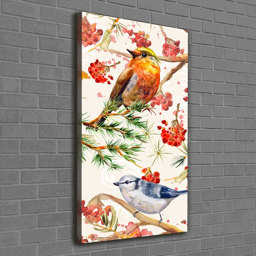 Canvas wall art Birds and flowers