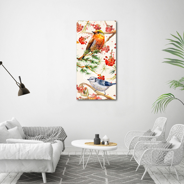 Canvas wall art Birds and flowers