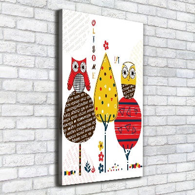 Large canvas wall art Owls on trees