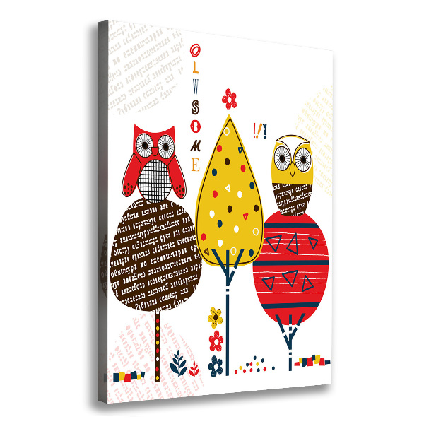 Large canvas wall art Owls on trees