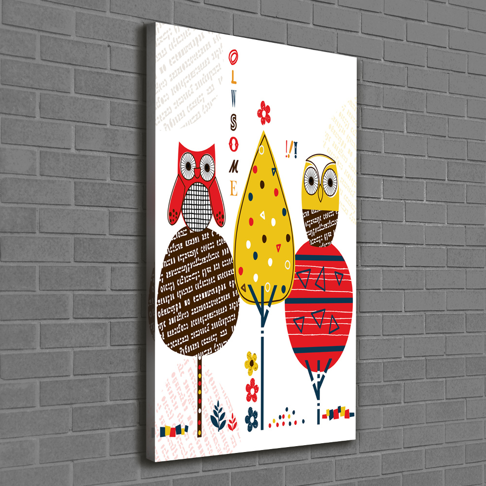 Large canvas wall art Owls on trees