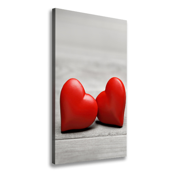 Canvas wall art Hearts on wood