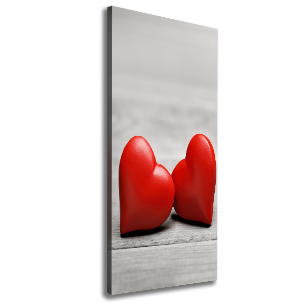 Canvas wall art Hearts on wood