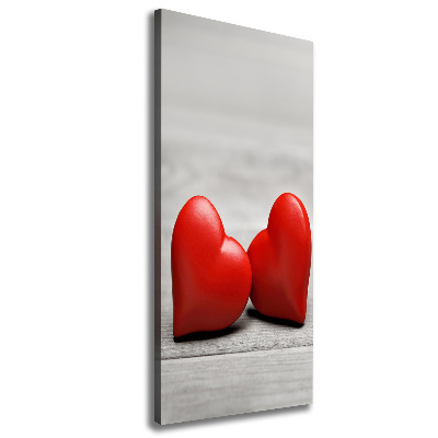 Canvas wall art Hearts on wood