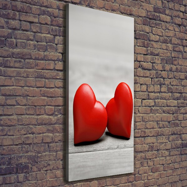 Canvas wall art Hearts on wood