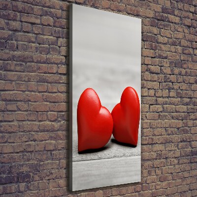 Canvas wall art Hearts on wood