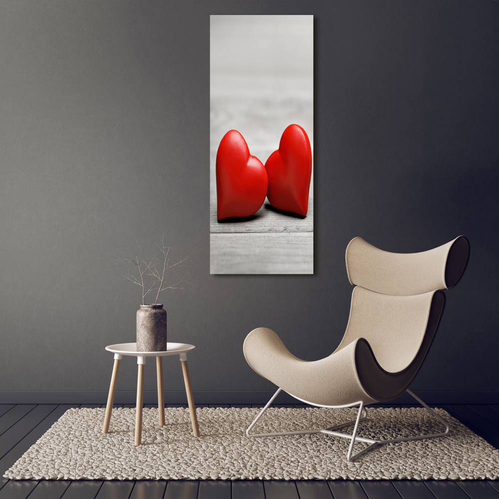 Canvas wall art Hearts on wood