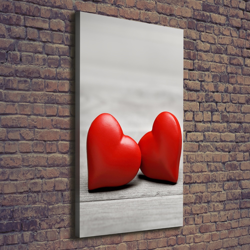 Canvas wall art Hearts on wood