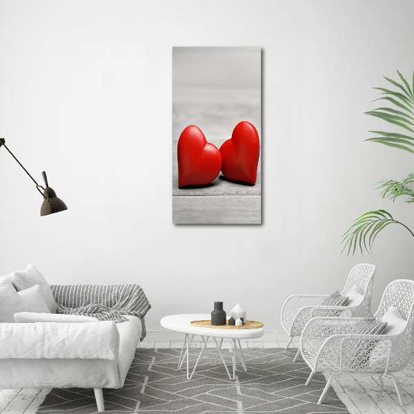 Canvas wall art Hearts on wood