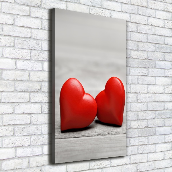 Canvas wall art Hearts on wood