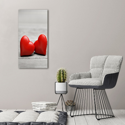 Canvas wall art Hearts on wood