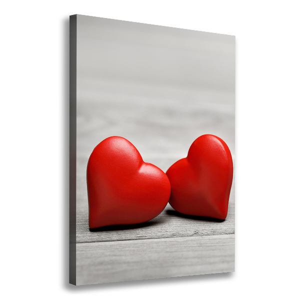 Canvas wall art Hearts on wood