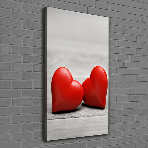 Canvas wall art Hearts on wood