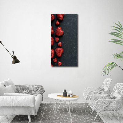 Canvas wall art Hearts on the board