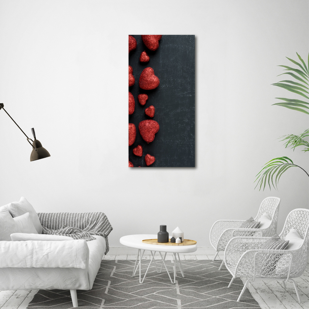 Canvas wall art Hearts on the board