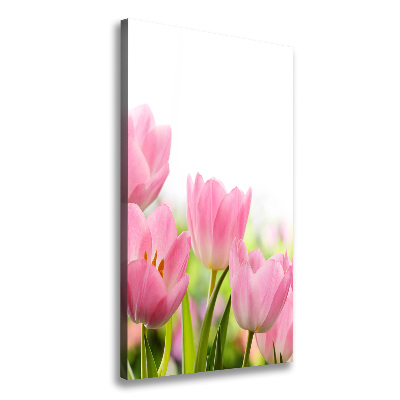 Large canvas wall art Pink tulips