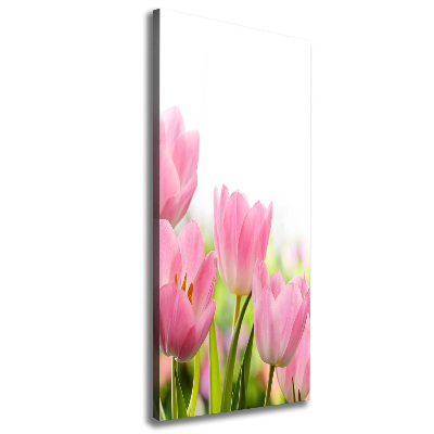 Large canvas wall art Pink tulips