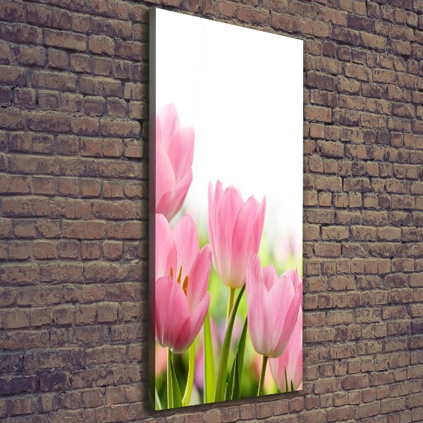 Large canvas wall art Pink tulips