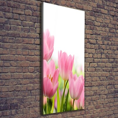 Large canvas wall art Pink tulips