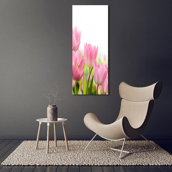 Large canvas wall art Pink tulips