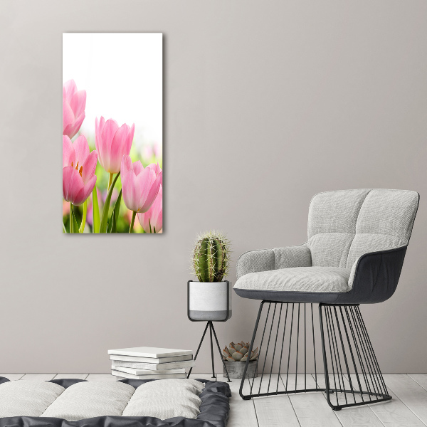 Large canvas wall art Pink tulips