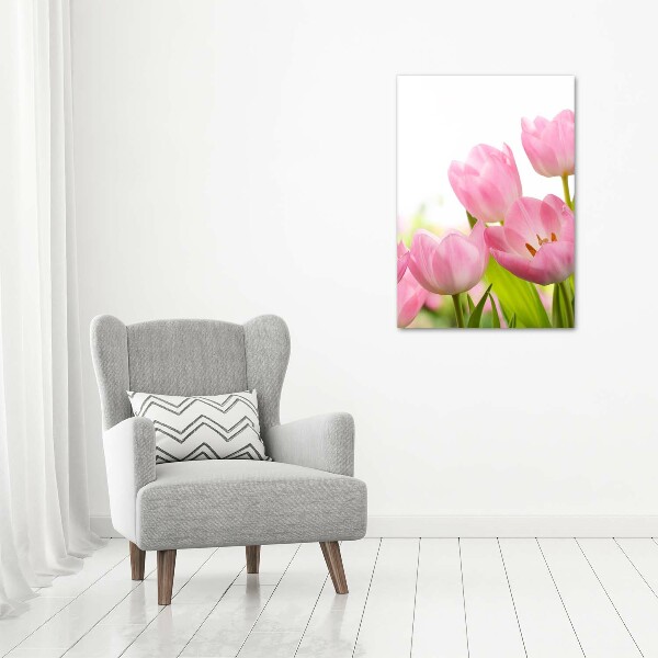 Large canvas wall art Pink tulips