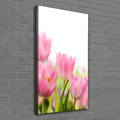 Large canvas wall art Pink tulips