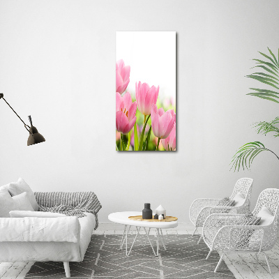 Large canvas wall art Pink tulips