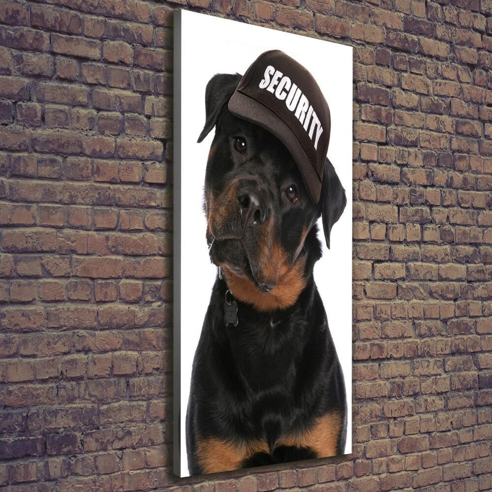 Canvas wall art Rottweiler in the hat