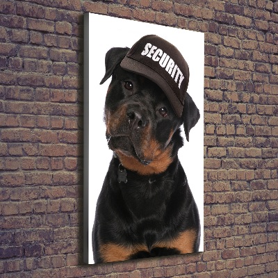 Canvas wall art Rottweiler in the hat