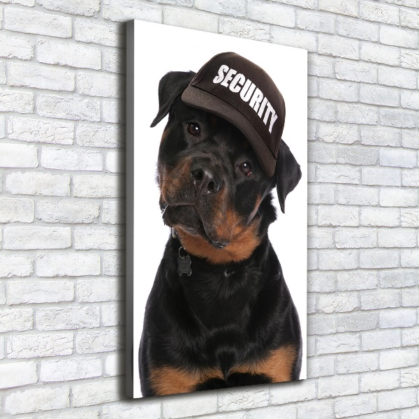 Canvas wall art Rottweiler in the hat