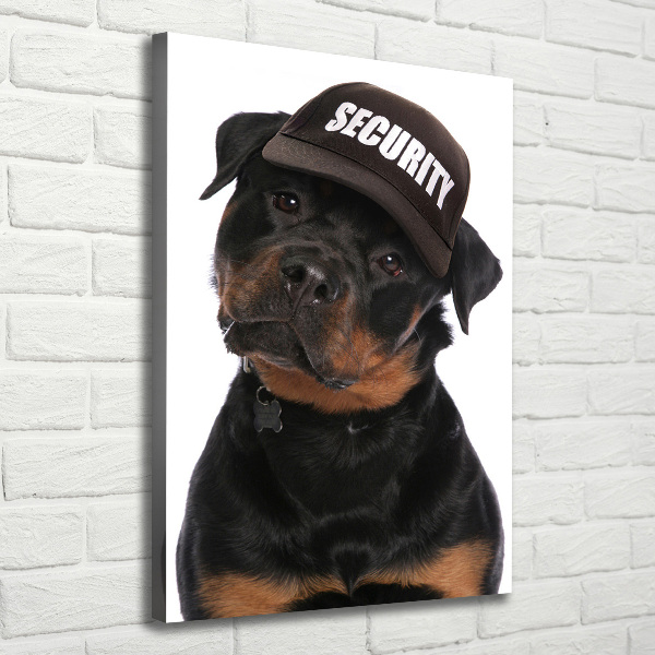 Canvas wall art Rottweiler in the hat