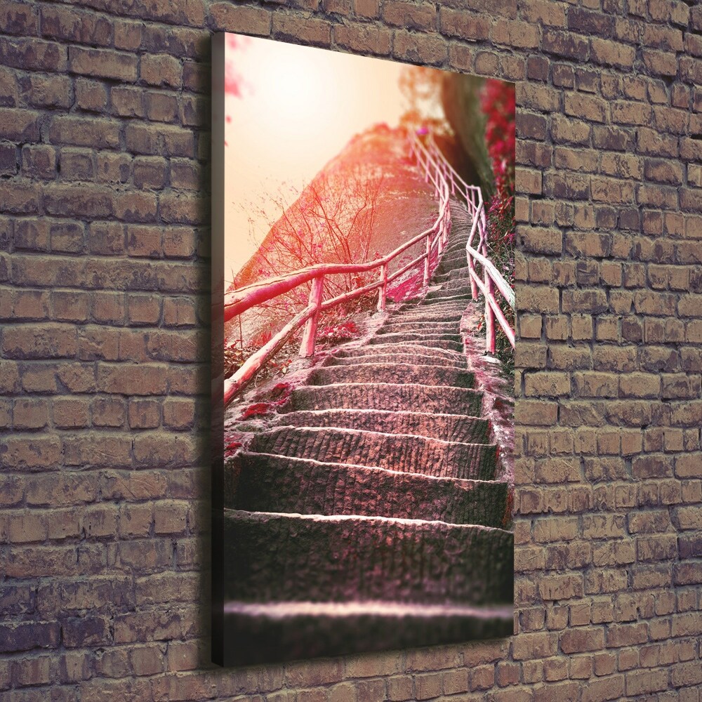 Large canvas wall art Stairs in the mountains