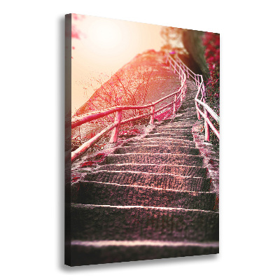 Large canvas wall art Stairs in the mountains