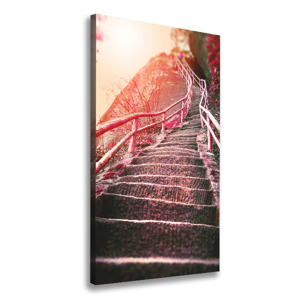 Large canvas wall art Stairs in the mountains