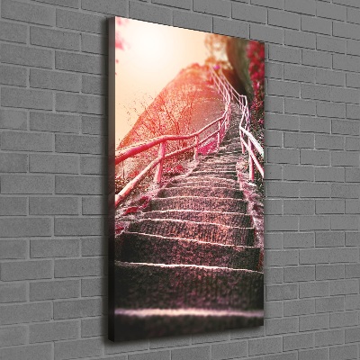 Large canvas wall art Stairs in the mountains