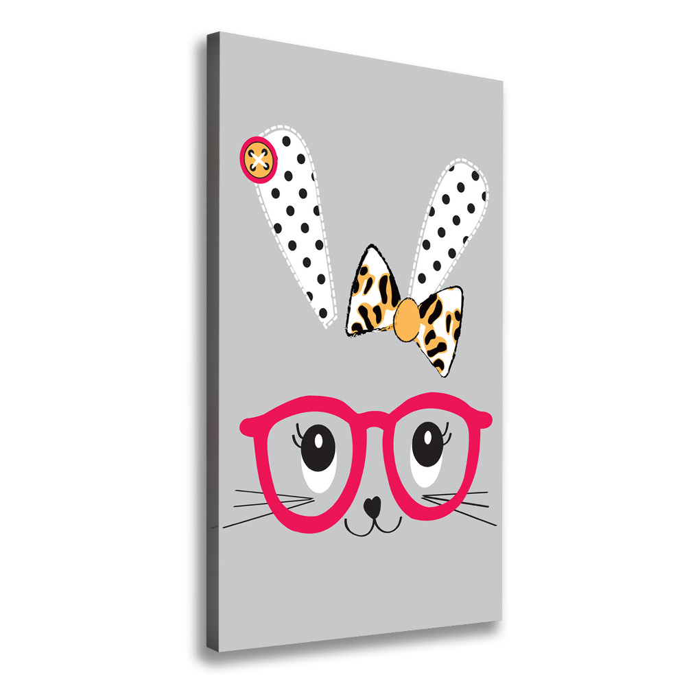 Large canvas wall art Rabbit with glasses