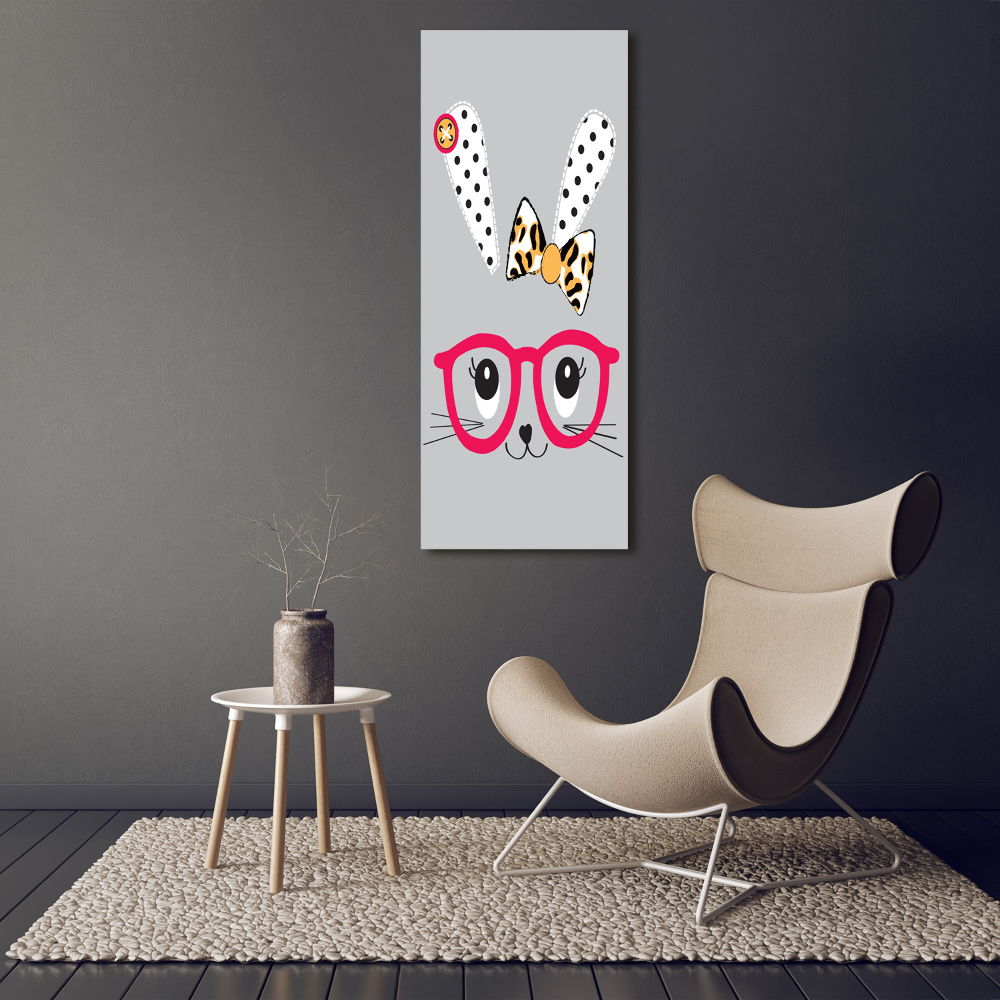 Large canvas wall art Rabbit with glasses