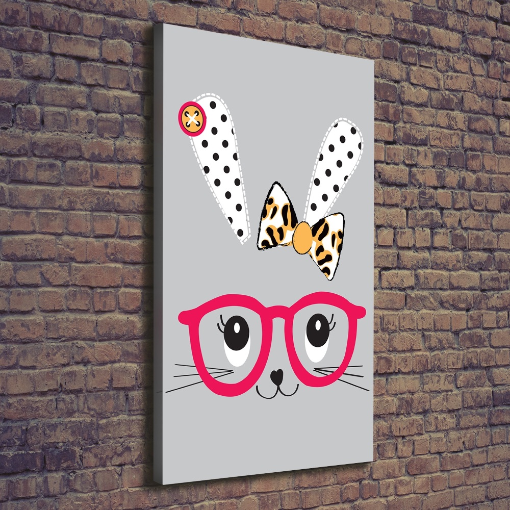 Large canvas wall art Rabbit with glasses