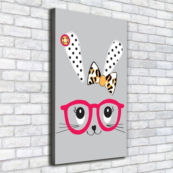 Large canvas wall art Rabbit with glasses