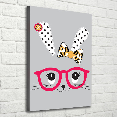 Large canvas wall art Rabbit with glasses