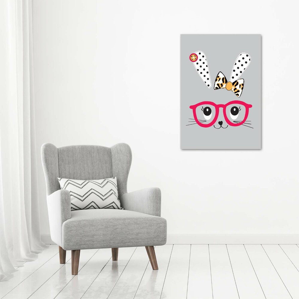 Large canvas wall art Rabbit with glasses